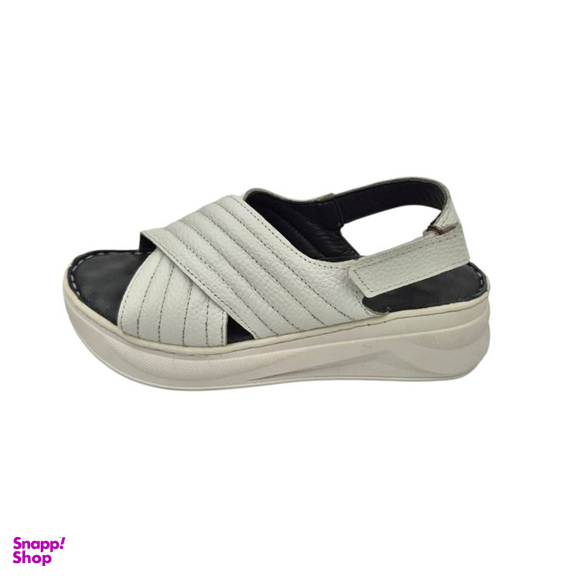 صندل طبی زنانه چرم ریباری مدل R70 رنگ سفید