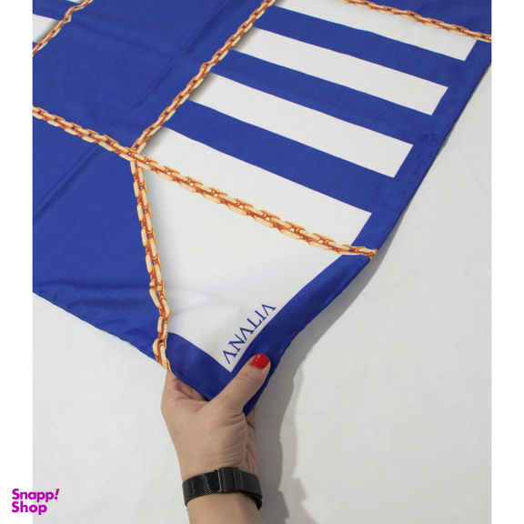 روسری زنانه آنالیا مدل ابریشم دست دوز طرح زنجیری کلاسیک کد ana-2821