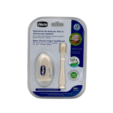 مسواک انگشتی و ماساژور لثه کودک چیکو مدل 0m plus مجموعه 2 عددی