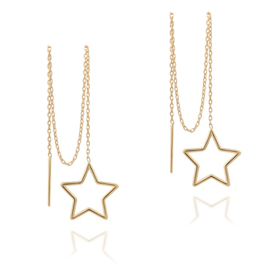 گوشواره طلا 18 عیار زنانه داریم طرح ستاره کوچک مدل بخیه