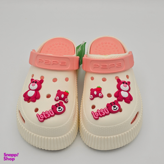 صندل بچگانه پاپا مدل کراکس کد 5863 رنگ کرم قرمز