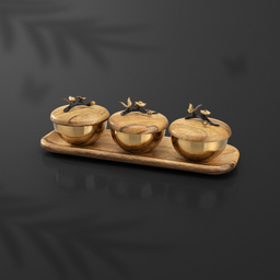 قندان گلدکیش مدل باتر فلای کد GK829807 مجموعه سه عددی به همراه سینی