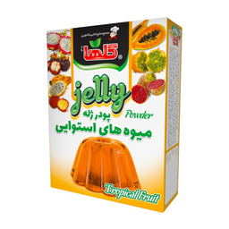 پودر ژله میوه های استوایی گلها وزن 100 گرم بسته بندی جعبه