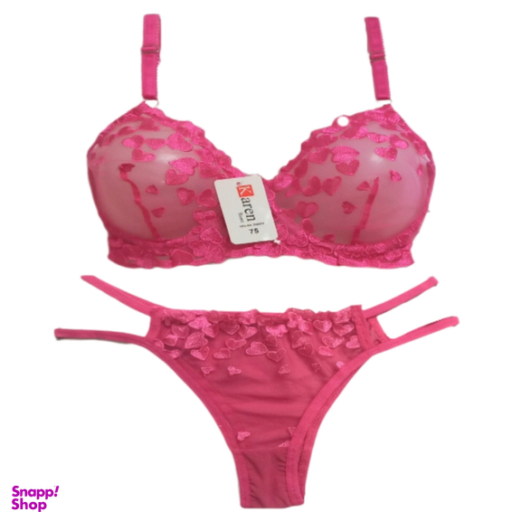 ست لباس زیر زنانه کارن کد FGH02 رنگ صورتی