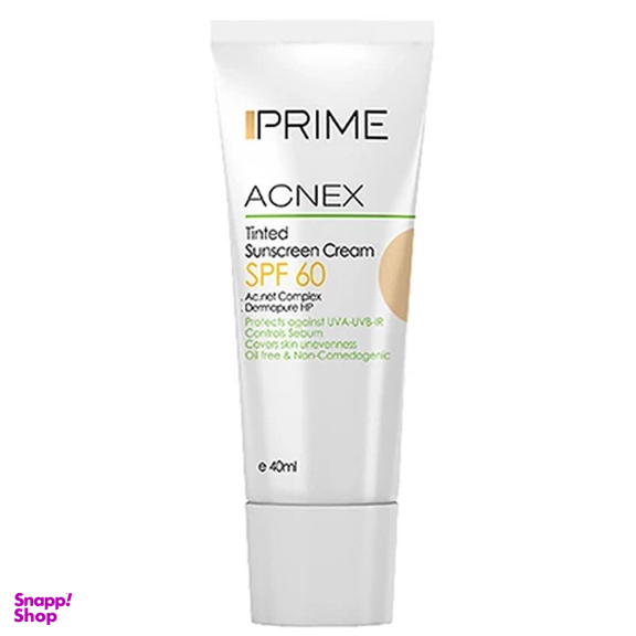 کرم ضد آفتاب رنگی پریم مدل Acnex SPF60 حجم 40 میلی لیتر