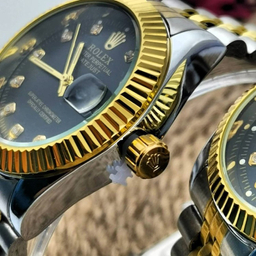 ست ساعت مچی عقربه ای زنانه و مردانه طرح رولکس مدل دیت جاست کد SR/GD/BK