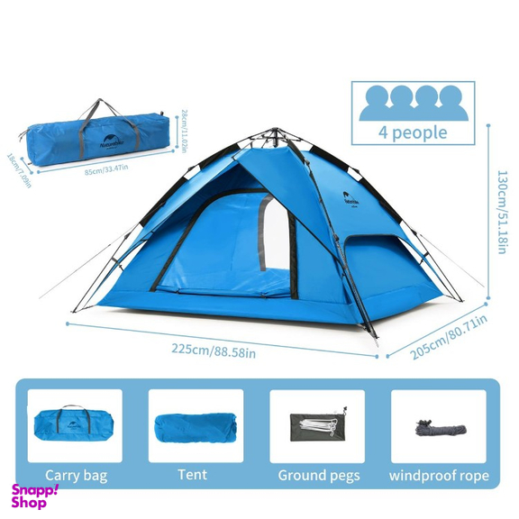 چادر 4 نفره اتوماتيک Naturehike مدل Dual use PopUp 4 Auto کد ZP008