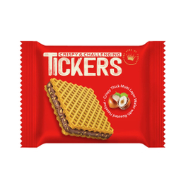 ویفر کرم شکلات با تکه های فندق تیکرز وزن 25 گرم