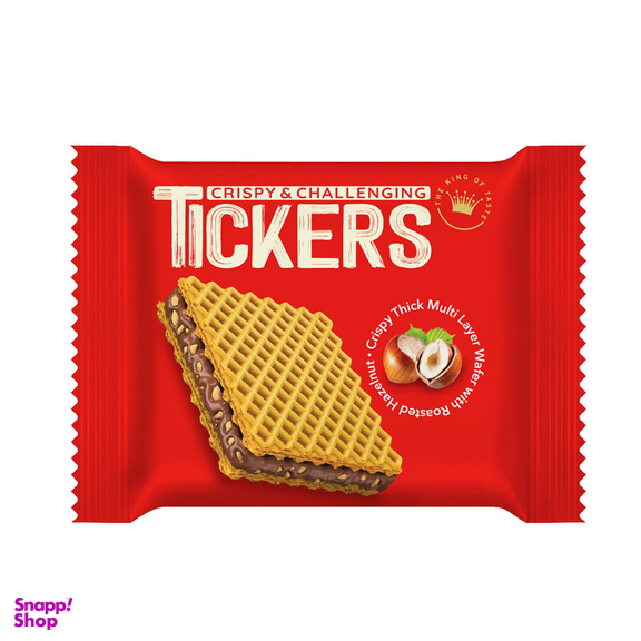 ویفر کرم شکلات با تکه های فندق تیکرز وزن 25 گرم