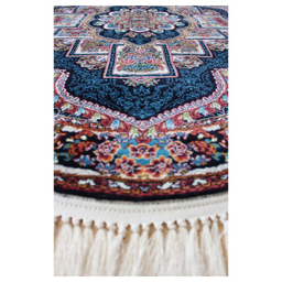 فرش ماشینی مدل بیضی طرح ناردون زمینه سرمه ای