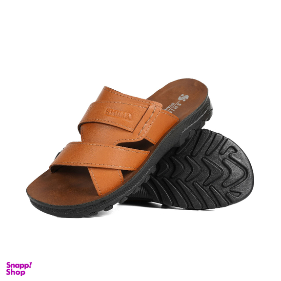 دمپایی مردانه شیما مدل سحاب رنگ عسلی