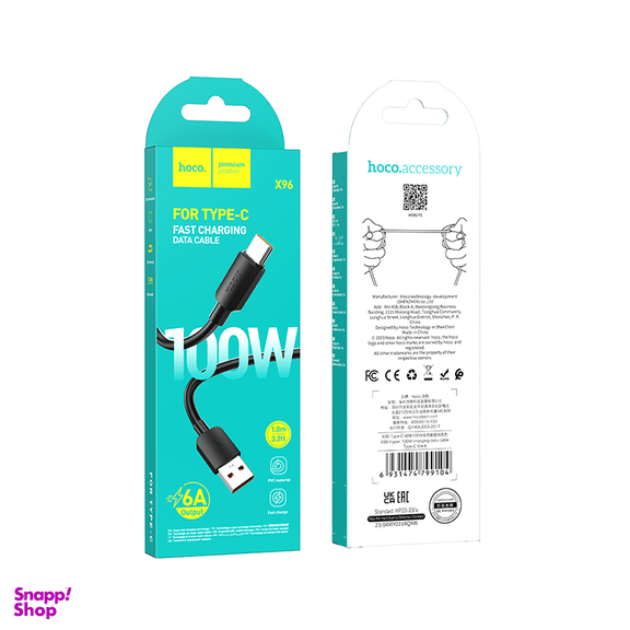 کابل شارژ 100 وات Type-C هوکو مول X96 طول 1 متر