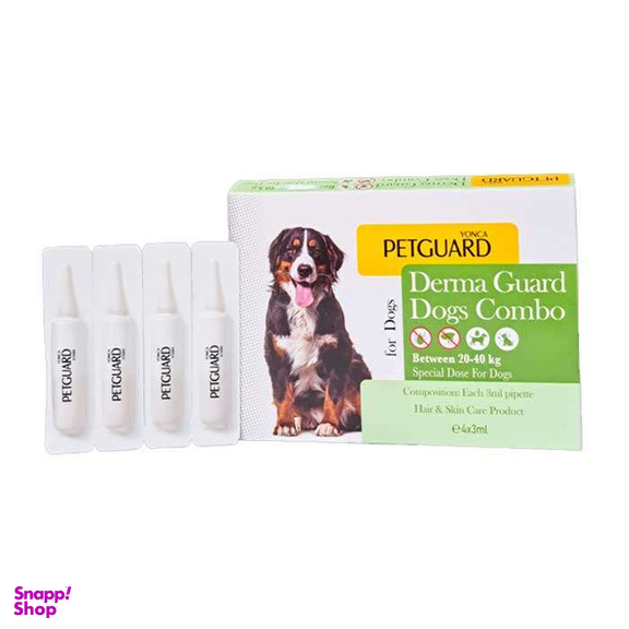 قطره ضد کک و کنه سگ نژاد بزرگ پت گارد مدل Derma Guard Dogs Combo بسته 4 عددی