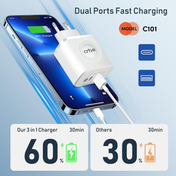 شارژر دیواری موبایل و ساعت 23 وات کربی مدل C101 3in1