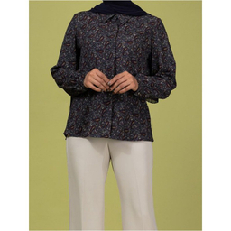 شومیز زنانه برنس مدل نور رنگ سرمه ای