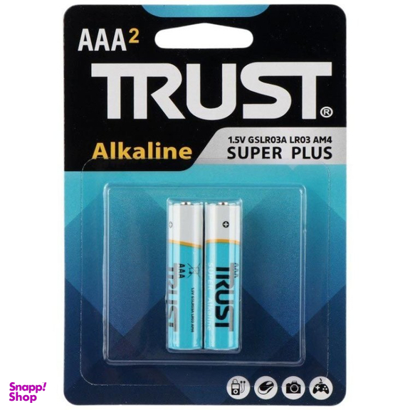 باتری نیم قلمی تراست مدل Alkaline Super Plus LR03 1.5V AAA بسته 2 عددی