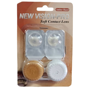 لنز چشم پرو نیو ویژن شماره 19 رنگ عسلی آمبره به همراه جای لنز