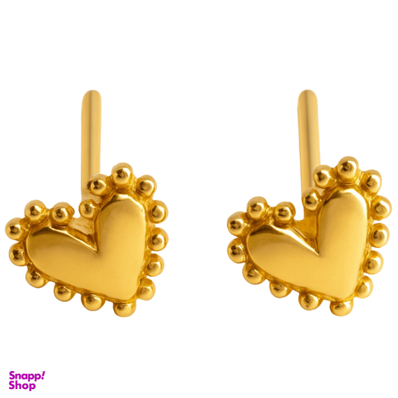 گوشواره طلا 18 عیار زنانه الوندگلد مدل قلب توپر طرح دار 46691