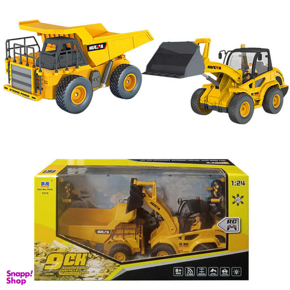 ماشین بازی کنترلی هوینا مدل بولدوزر و کامیون مجموعه 2 عددی