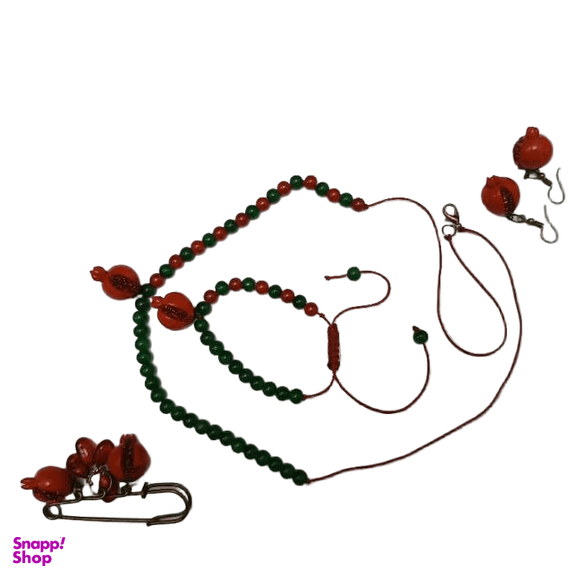نیم ست و گل سینه دخترانه طرح انار کد 313