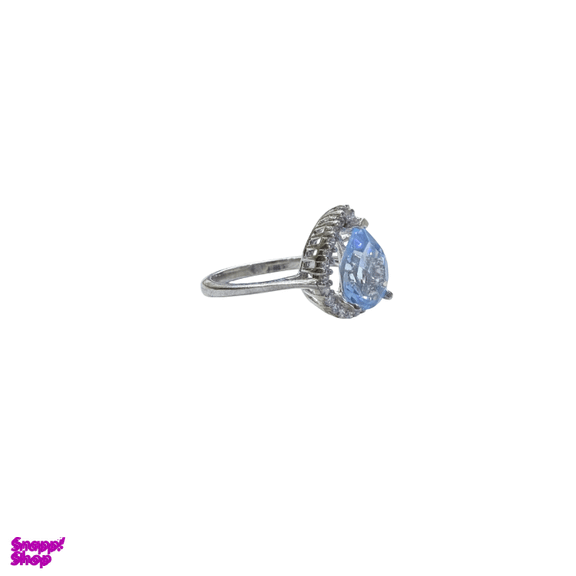انگشتر نقره 925 عیار زنانه طرح اشک نگین آبی کد roj 1322