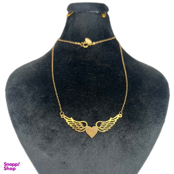 گردنبند طلا 18 عیار زنانه آوا مدل بال فرشته و قلب کد 81