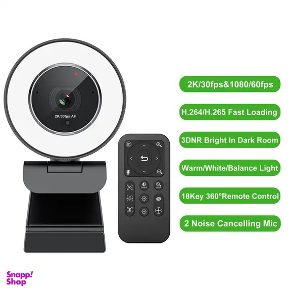 وب کم مدل 2K HDR 60fps Remote Control Ring Light