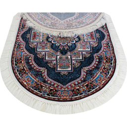 فرش ماشینی مدل بیضی طرح ناردون زمینه سرمه ای