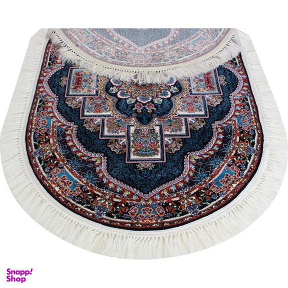 فرش ماشینی مدل بیضی طرح ناردون زمینه سرمه ای