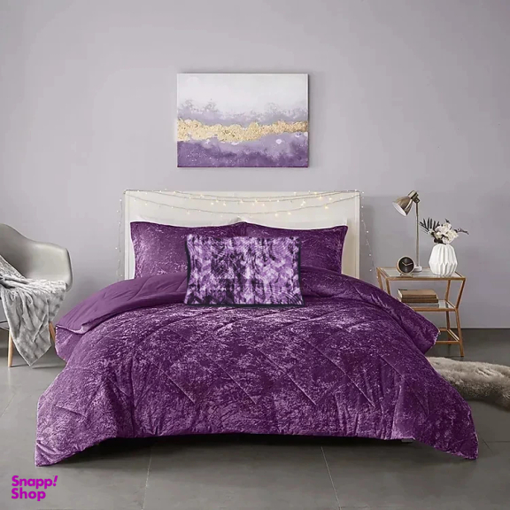 سرویس روتختی دو نفره 7 تکه نوپه هوم مدل مخمل ژورژت کد M10 به همراه روبالشی طرح دار مینیمال سه بعدی