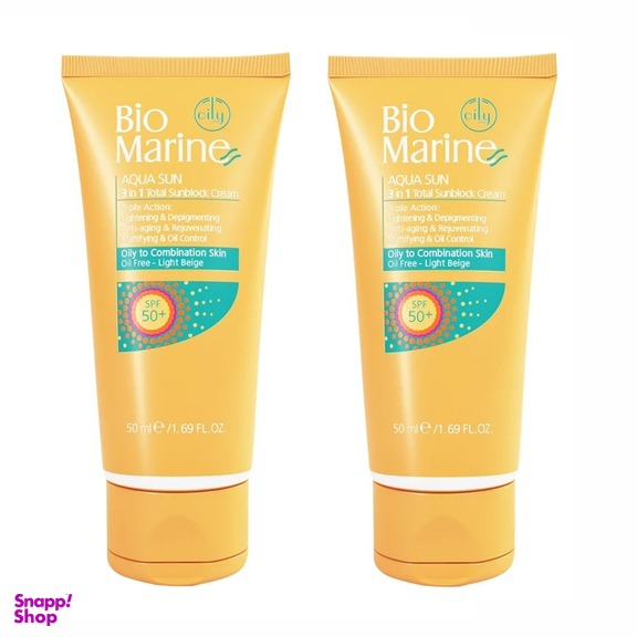 کرم ضد آفتاب فاقد چربی بایومارین مدل Aqua Sun حاوی SPF50 حجم 50 میلی لیتر مجموعه 2 عددی