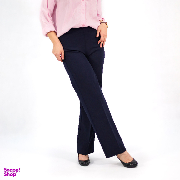 شلوار کرپ زنانه مدل نیم بگ کد 3814 رنگ سرمه ای