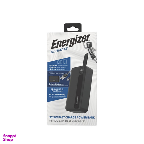 پاوربانک انرجایزر کد UE30035PQ ظرفیت 30000 میلی آمپر ساعت