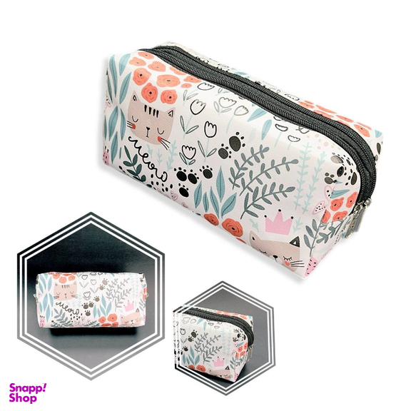 کیف لوازم آرایش دو زیپ طرح مینیمال کد dinky503