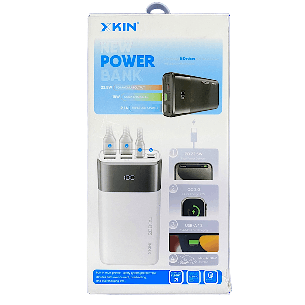 پاوربانک ایکس کین کد PB700 ظرفیت 20000 میلی‌ آمپر ساعت