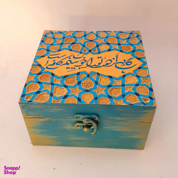 جعبه هدیه چوبی مدل سنتی طرح کاشی کد SB02