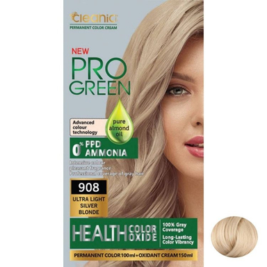 کیت رنگ مو کلینیک کیندی شماره 908 رنگ بلوند نقره ای کاملا روشن