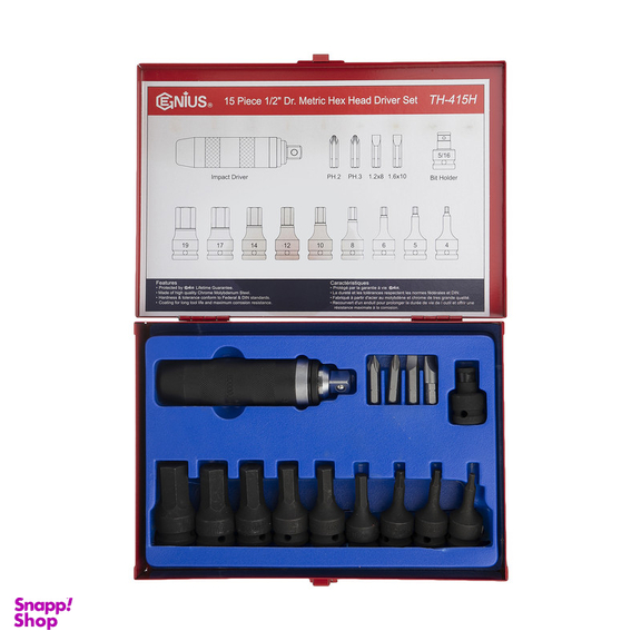 پیچ گوشتی ضربه ای جنیوس تولز مدل TH-415H بسته 15 عددی