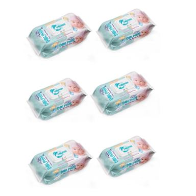 دستمال مرطوب کودک دلفین مدل economy مجموعه 6 عددی