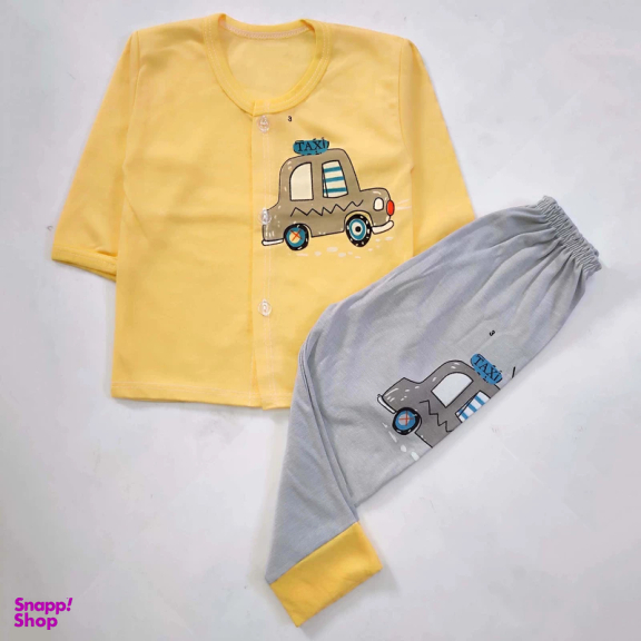 ست شومیز و شلوار نوزادی مدل تاکسی کد 3929 رنگ زرد