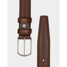 کمربند مردانه نوین چرم مدل دودوخت طرحدار کد SS-BT0702-2 سایز 110 سانتی متر