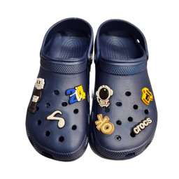 دمپایی مدل کراکس طرح استیکر رنگ سرمه ای