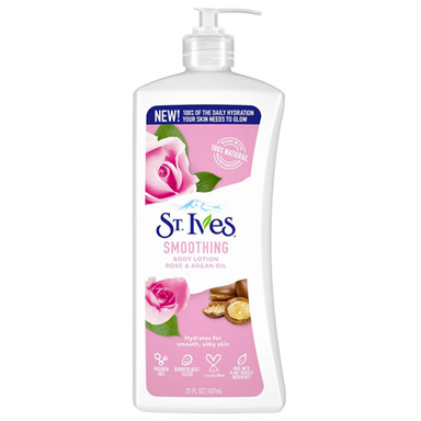 لوسیون بدن اس تی ایوز مدل Smoothing Rose & Argan Oil حجم 621 میلی لیتر
