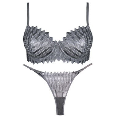 ست شورت و سوتین زنانه برتا مدل فنردار کد 5100-2420-GG رنگ نقره ای