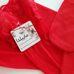 جوراب ساق بلند زنانه ماییلدا مدل لبه گیپوری نازک کد 4927-4445 رنگ قرمز