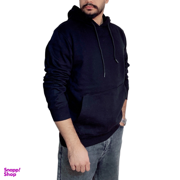 هودی مردانه مدل دوخت برعکس رنگ مشکی