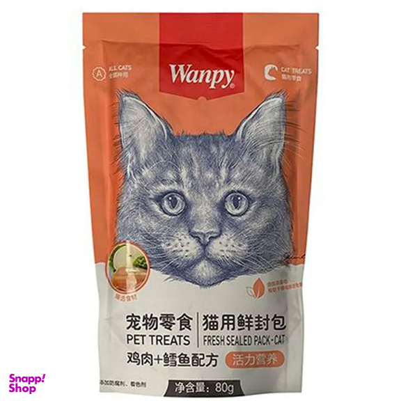 پوچ گربه ونپی مدل Fish & Chicken با طعم مرغ و ماهی تن وزن 80 گرم