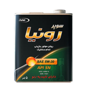 روغن موتور ایرانول سوپر رونیا SN 5W30 حجم 5 لیتر