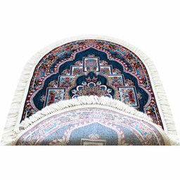 فرش ماشینی مدل بیضی طرح ناردون رنگ سرمه ای