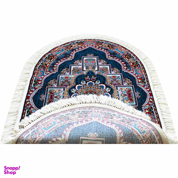 فرش ماشینی مدل بیضی طرح ناردون رنگ سرمه ای